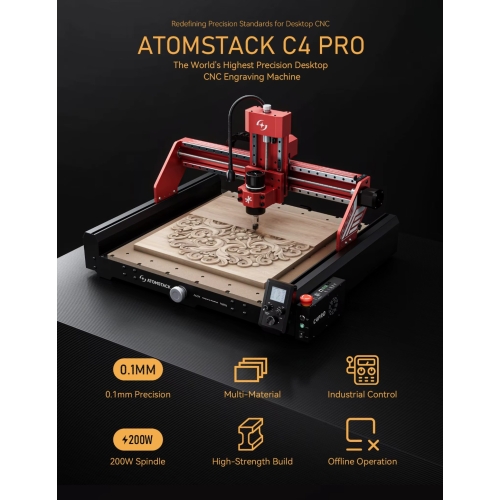 Atomstack C4 Pro CNC-fräsmaskin + tillbehör