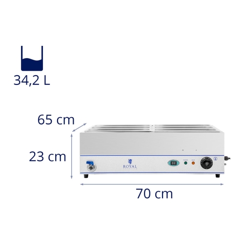 Vattenbad - 6 x GN 1/3 - 6x lock - stativ